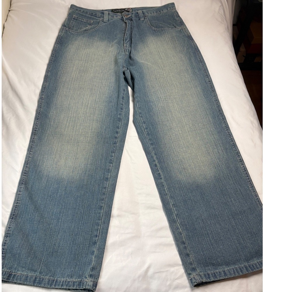 Dodeca Baggy Wide Leg Jeans Mens 38x32 Blue Excellent Y2K Streetwear Denim
